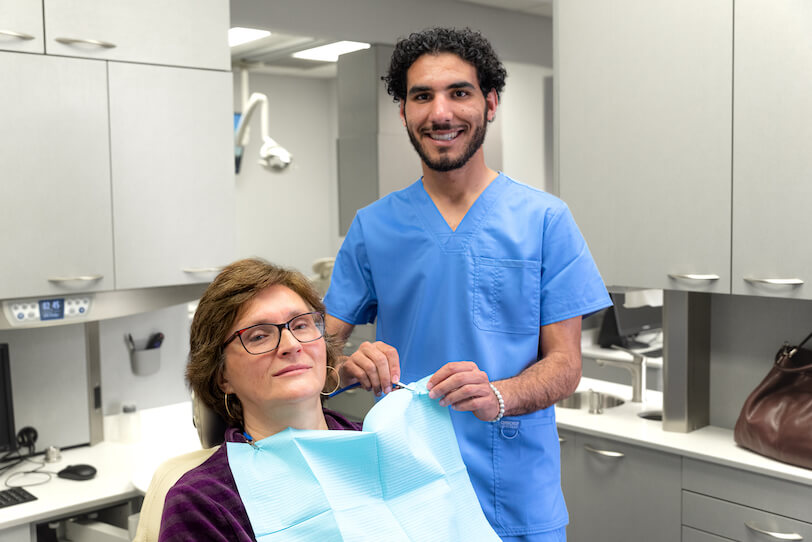 a patient at a dental checkup with our dentist in Rocklin, CA