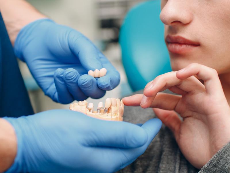 A patient in a consult for dental implants in Rocklin, CA